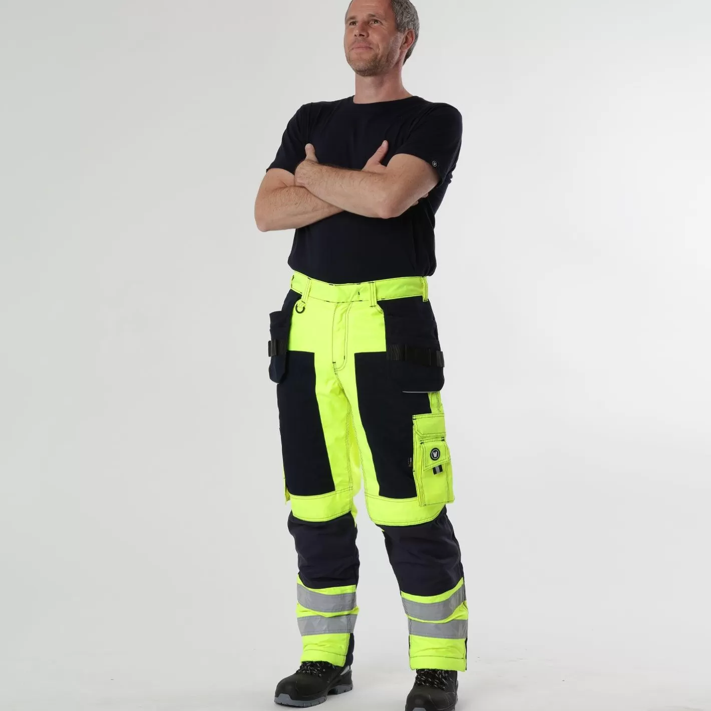 Cheap VELTUFF Reflex Winter Hi-Vis Trousers Yellow / Navy